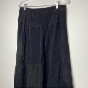 Positano Pelle Vintage Black Suede Leather Skirt